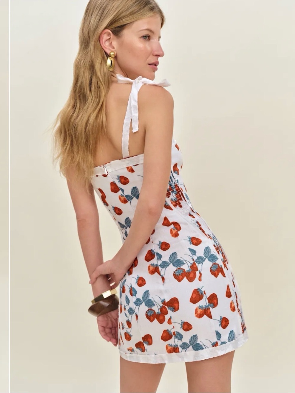 Reformation Dion Strawberry Jam Tie-Shoulder Mini Dress - Picture 3 of 3